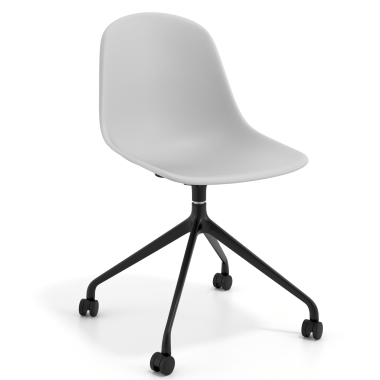 sedia sala riunione nera grigio chiaro con ruote di plastica senza braccioli 1