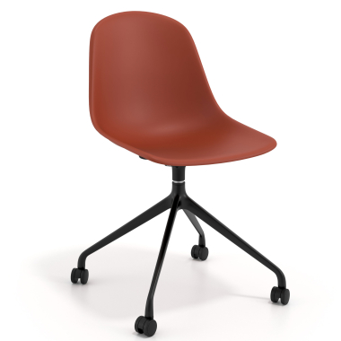 sedia sala riunione nera rosso con ruote di plastica senza braccioli 1