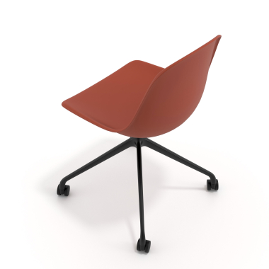 sedia sala riunione nera rosso con ruote di plastica senza braccioli 7