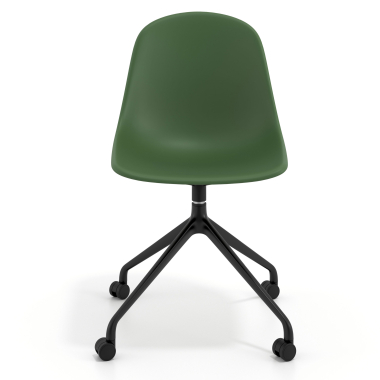 sedia sala riunione nera verde con ruote di plastica senza braccioli 6