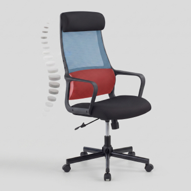 sedia smart working nero venus rete transpirante braccioli fissi supporto lombare poggiatesta 5