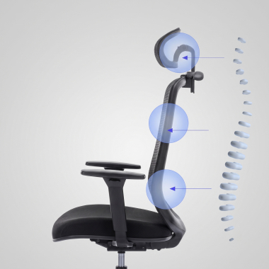 sedia smart working nero task rete transpirante braccioli regolabili 1d supporto lombare poggiatesta 6