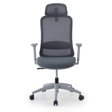 sedia smart working bianco grigio task rete transpirante braccioli regolabili 1d supporto lombare poggiatesta 3
