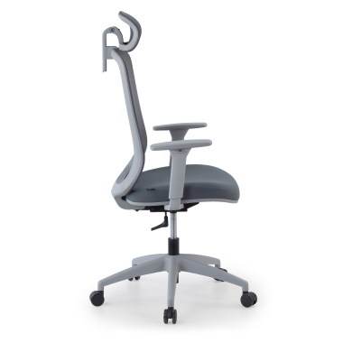 sedia smart working bianco grigio task rete transpirante braccioli regolabili 1d supporto lombare poggiatesta 8