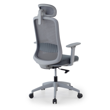 sedia smart working bianco grigio task rete transpirante braccioli regolabili 1d supporto lombare poggiatesta 9