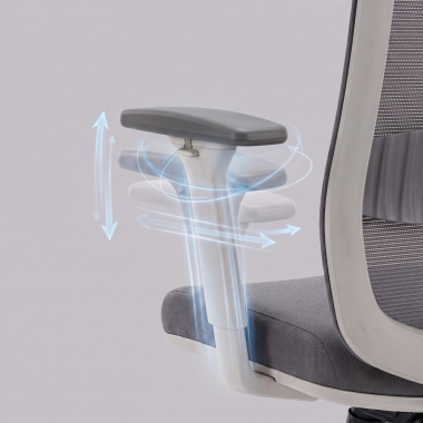 sedia smart working bianco grigio task rete transpirante braccioli regolabili 1d supporto lombare poggiatesta 6