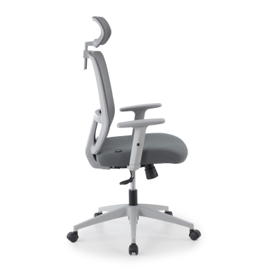 sedia smart working bianco grigio aria rete transpirante braccioli regolabili 1d supporto lombare poggiatesta 7