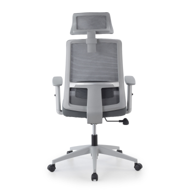 sedia smart working bianco grigio aria rete transpirante braccioli regolabili 1d supporto lombare poggiatesta 5