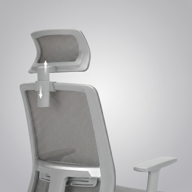 sedia smart working bianco grigio aria rete transpirante braccioli regolabili 1d supporto lombare poggiatesta 15