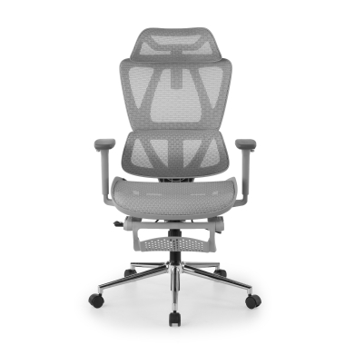 sedia da ufficio bianco grigio sion rete transpirante braccioli mobili poggiatesta poggiapiedi estensibile 3