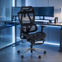 Sedia da scrivania ergonomica Sion con poggiapiedi estraibile