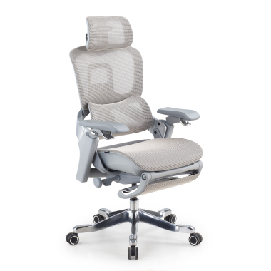 sedia ergonomica bianco grigio sedia ergonomica zenmax in alluminio poggiapiedi rete transpirante braccioli regolabili 4d doppio supporto lombare poggiatesta poggiapiedi estensibile 1