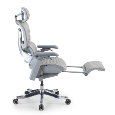 sedia ergonomica bianco grigio sedia ergonomica zenmax in alluminio poggiapiedi rete transpirante braccioli regolabili 4d doppio supporto lombare poggiatesta poggiapiedi estensibile 5