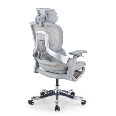 sedia ergonomica bianco grigio sedia ergonomica zenmax in alluminio poggiapiedi rete transpirante braccioli regolabili 4d doppio supporto lombare poggiatesta poggiapiedi estensibile 17