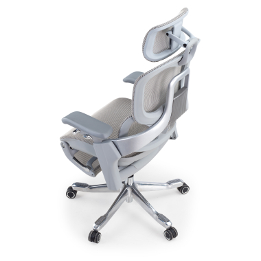 sedia ergonomica bianco grigio sedia ergonomica zenmax in alluminio poggiapiedi rete transpirante braccioli regolabili 4d doppio supporto lombare poggiatesta poggiapiedi estensibile 18