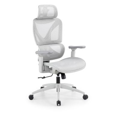 sedia ergonomica bianco grigio velstrom rete transpirante braccioli regolabili 3d doppio supporto lombare poggiatesta 1