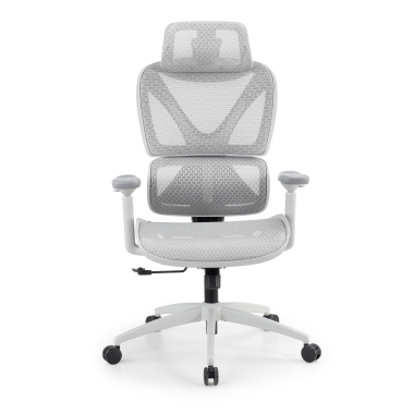 sedia ergonomica bianco grigio velstrom rete transpirante braccioli regolabili 3d doppio supporto lombare poggiatesta 3