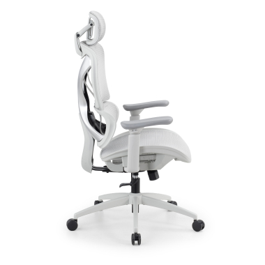 sedia ergonomica bianco grigio velstrom rete transpirante braccioli regolabili 3d doppio supporto lombare poggiatesta 4