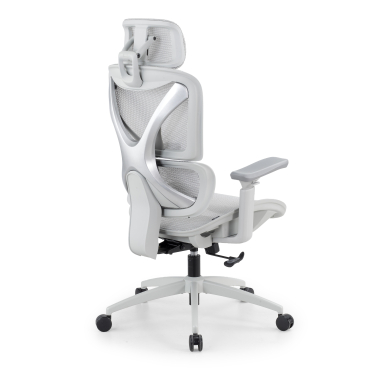 sedia ergonomica bianco grigio velstrom rete transpirante braccioli regolabili 3d doppio supporto lombare poggiatesta 6