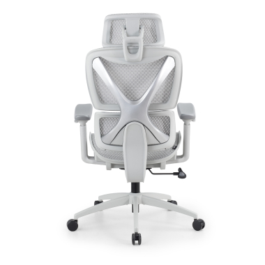 sedia ergonomica bianco grigio velstrom rete transpirante braccioli regolabili 3d doppio supporto lombare poggiatesta 7