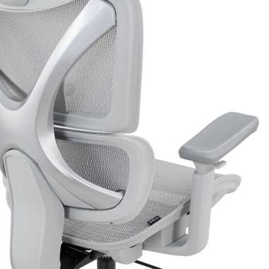 sedia ergonomica bianco grigio velstrom rete transpirante braccioli regolabili 3d doppio supporto lombare poggiatesta 5