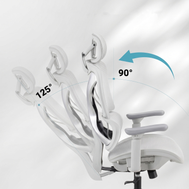 sedia ergonomica bianco grigio velstrom rete transpirante braccioli regolabili 3d doppio supporto lombare poggiatesta 9