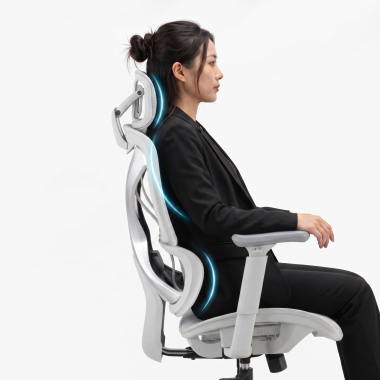 sedia ergonomica bianco grigio velstrom rete transpirante braccioli regolabili 3d doppio supporto lombare poggiatesta 10