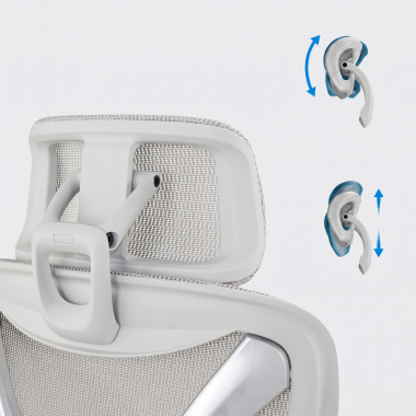 sedia ergonomica bianco grigio velstrom rete transpirante braccioli regolabili 3d doppio supporto lombare poggiatesta 13