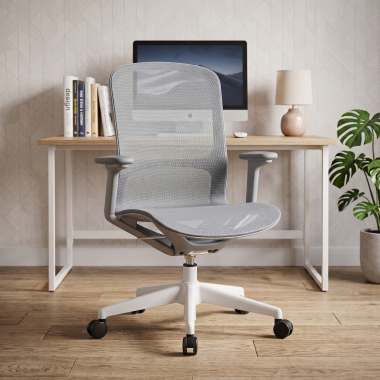 sedia ufficio di design grigio muse rete transpirante braccioli regolabili 3d 2