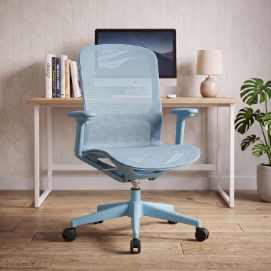 sedia ufficio di design blu muse rete transpirante braccioli regolabili 3d 2