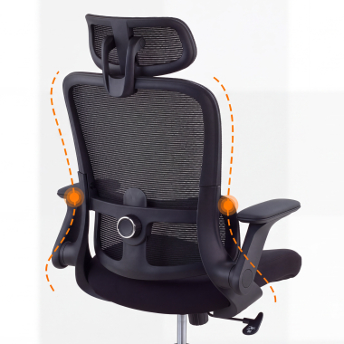 sedia ergonomica nero dexter rete transpirante braccioli ribaltabili supporto lombare poggiatesta 8