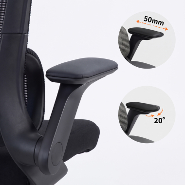 sedia ergonomica nero dexter rete transpirante braccioli ribaltabili supporto lombare poggiatesta 6