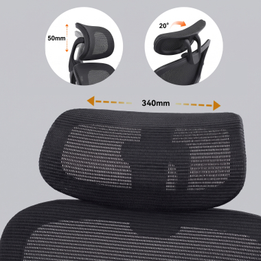 sedia ergonomica nero dexter rete transpirante braccioli ribaltabili supporto lombare poggiatesta 12