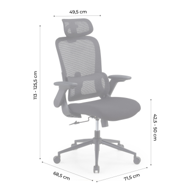 sedia ergonomica nero dexter rete transpirante braccioli ribaltabili supporto lombare poggiatesta 13