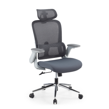 sedia ergonomica grigio dexter rete transpirante braccioli ribaltabili supporto lombare poggiatesta 1