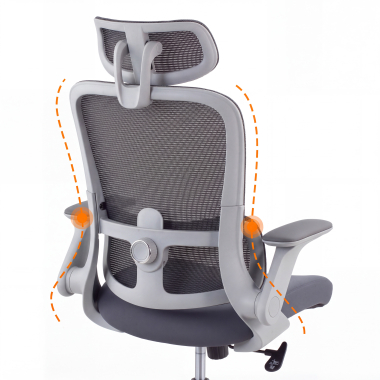 sedia ergonomica grigio dexter rete transpirante braccioli ribaltabili supporto lombare poggiatesta 7