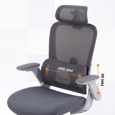 sedia ergonomica grigio dexter rete transpirante braccioli ribaltabili supporto lombare poggiatesta 5