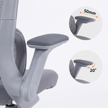 sedia ergonomica grigio dexter rete transpirante braccioli ribaltabili supporto lombare poggiatesta 10