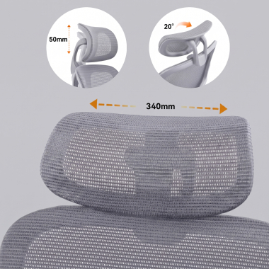 sedia ergonomica grigio dexter rete transpirante braccioli ribaltabili supporto lombare poggiatesta 9