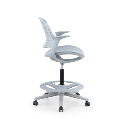 sgabello ergonomico grigio dorian rete transpirante braccioli fissi 3