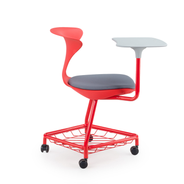 sedia con ribaltina rosso con pala di scrittura ruote di plastica senza braccioli 4