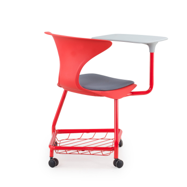 sedia con ribaltina rosso con pala di scrittura ruote di plastica senza braccioli 7