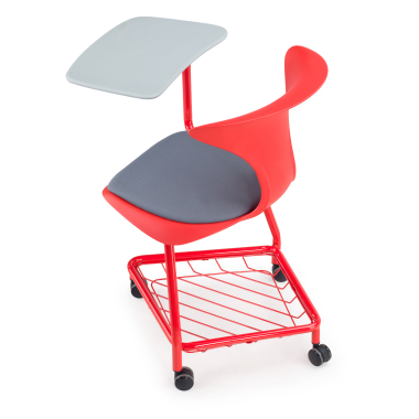 sedia con ribaltina rosso con pala di scrittura ruote di plastica senza braccioli 9