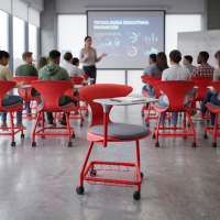 Sedia scolastica Agora con tavoletta scrittoio e ruote, per aule e sale di formazione