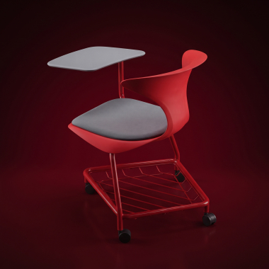 sedia con ribaltina rosso con pala di scrittura ruote di plastica senza braccioli 10