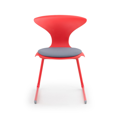 sedia con ribaltina rosso struttura base a slitta di plastica senza braccioli 3