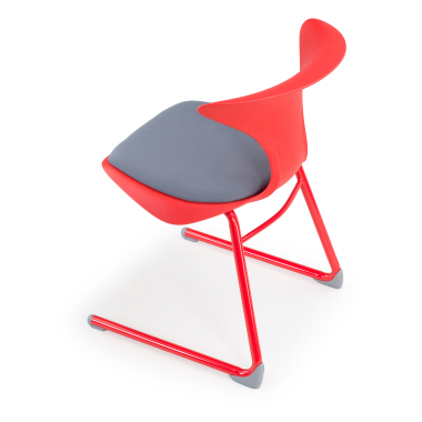 sedia con ribaltina rosso struttura base a slitta di plastica senza braccioli 9
