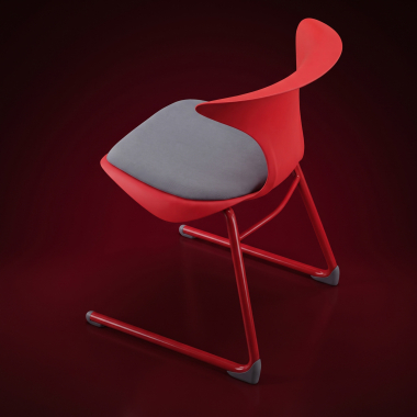 sedia con ribaltina rosso struttura base a slitta di plastica senza braccioli 10