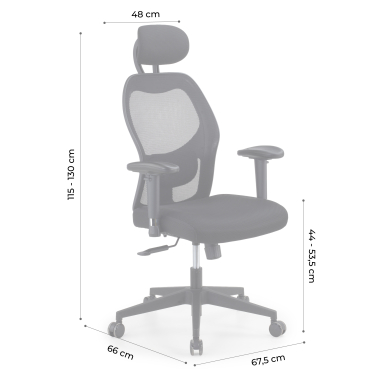 sedia smart working nero con poggiatesta rete transpirante braccioli regolabili 2d supporto lombare poggiatesta 13