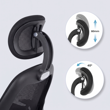 sedia smart working nero con poggiatesta rete transpirante braccioli regolabili 2d supporto lombare poggiatesta 12